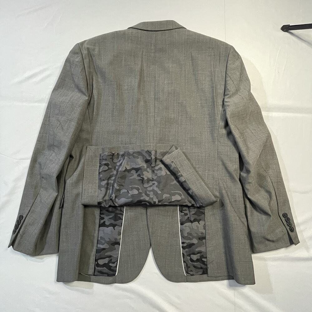 Joe Joseph Abboud Slim Fit 44R Gray Sharkskin Super 120s Wool Suit Jacket Camo - Picture 4 of 10